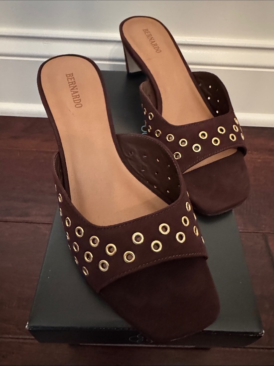 Bernardo Shoes - Bernardo Brown Suede Grommet Mule Sandals